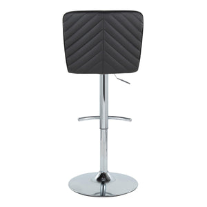 English Elm Henry Modern Adjustable Barstool Set of 2 - Chevron Tufted Black Faux Leather, Chrome Base, Swivel & Footrest B202S00941