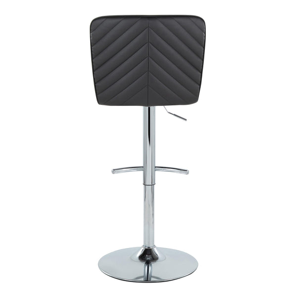 English Elm Henry Modern Adjustable Barstool Set of 2 - Chevron Tufted Black Faux Leather, Chrome Base, Swivel & Footrest B202S00941