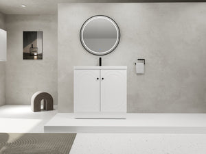 English Elm 36" Freestanding Bathroom Vanity with Resin Sink, Soft-Close Doors, Adjustable Shelf & Metal Handles White W999S00273