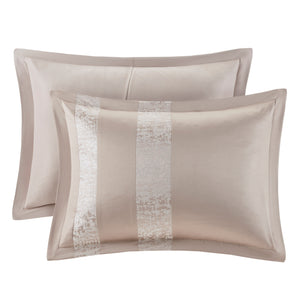 English Elm 7 Piece Chenille Jacquard Comforter Set In Taupe - Elegant Cal King Bedding With Decorative Pillows B03597091