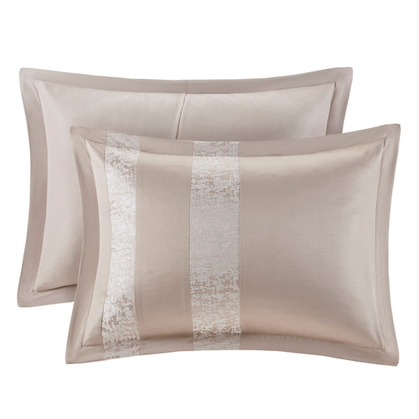 English Elm 7 Piece Chenille Jacquard Comforter Set In Taupe - Elegant Cal King Bedding With Decorative Pillows B03597091