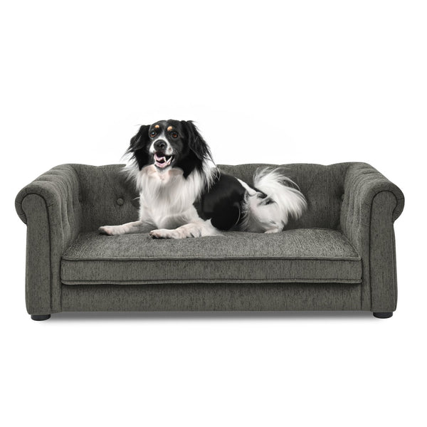 English Elm Elegant Rectangle Pet Bed Elevated Dog Sofa for Medium-Large Breeds, Modern Durable 100lb Capacity Plush Comfort 40.5x23.5x15" Dark Gray W487P189544