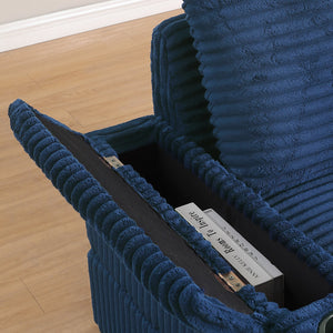 English Elm sofa Oversized Corduroy Deep-Seat Chaise with Ottoman and Lumbar Support — Plush, Sturdy Comfort Blue W1420S00013