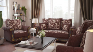 English Elm PrimeNest Timberline Convertible Upholstered Armchair with Storage & Sleeper, Chenille Comfort Seat Brown,Gold+Black,Off White B030P286214