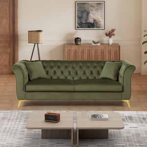English Elm 102 Inch Linen Modular Sectional Sofa with Hidden Storage and Cloud Cushion Comfort Green W1099S00174