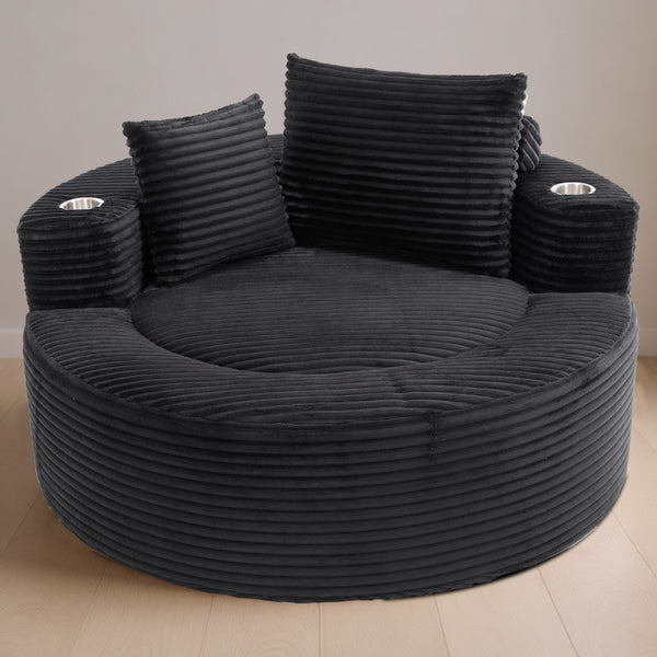 English Elm Round Cloud Sectional Sofa Bed with Memory Foam Cushions for Studio Living Spaces Black W3224P444284