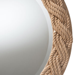 English Elm Round Braided Jute Rope Wall Mirror Natural Fiber Boho Coastal Accent Decor B2750P467835