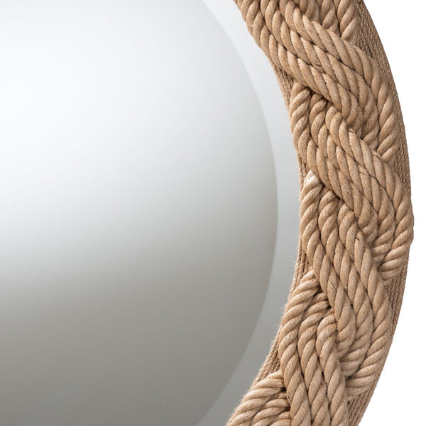 English Elm Round Braided Jute Rope Wall Mirror Natural Fiber Boho Coastal Accent Decor B2750P467835