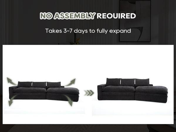 English Elm Modern Minimalist Modular Sectional Sofa - Versatile Upholstered Cloud Couch With Right Chaise In Black W2959S00012