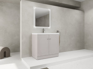 English Elm 36" Freestanding Bathroom Vanity with Resin Sink, Soft-Close Doors, Adjustable Shelf & 3 Handles W999S00336