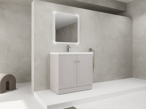 English Elm 36" Freestanding Bathroom Vanity with Resin Sink, Soft-Close Doors, Adjustable Shelf & 3 Handles W999S00336