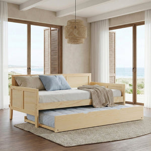 English Elm Daybed Solid Pine Wood Frame Transitional Sofa Sleeper for Studios and Guest Rooms B011S02449