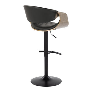 English Elm Symphony Mid-Century Modern Adjustable Barstool Set Of 2 With Swivel, Grey Wood & Faux Leather Comfort B202S01015-GIGA