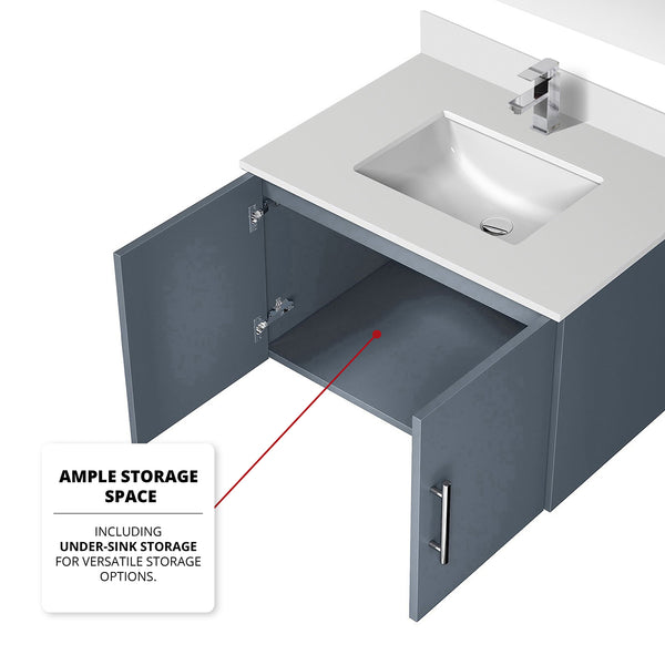 English Elm Dark Grey 30 in. Bath Vanity Set with Cultured Marble Top, Chrome Faucet & 30in LED Mirror, Durable B2731S01305