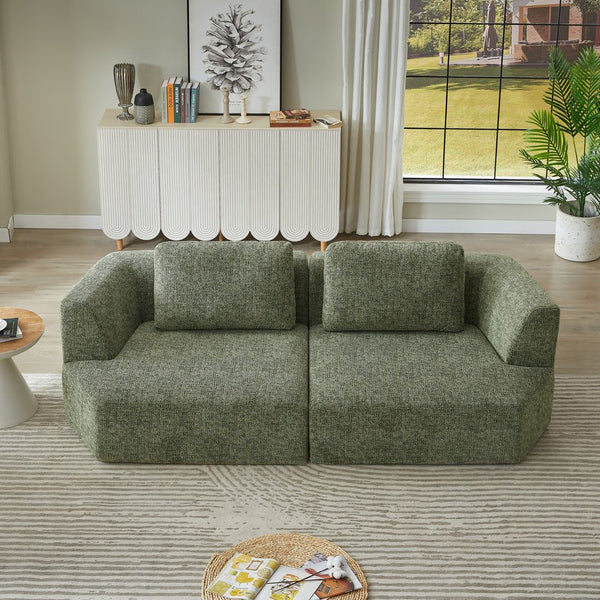 English Elm Oversized Chenille 3-Seater Compressed Sofa — No Assembly, Space-Saving, Soft Pocket-Spring Comfort Green W2339P352930