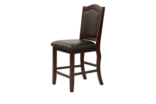 English Elm Formal Counter Height Dining Table Set with Open Shelf and Four Upholstered Side Chairs, Solidwood Finish for Contemporary Gatherings Espresso 46 L x 46 W x 8 H B011S01095