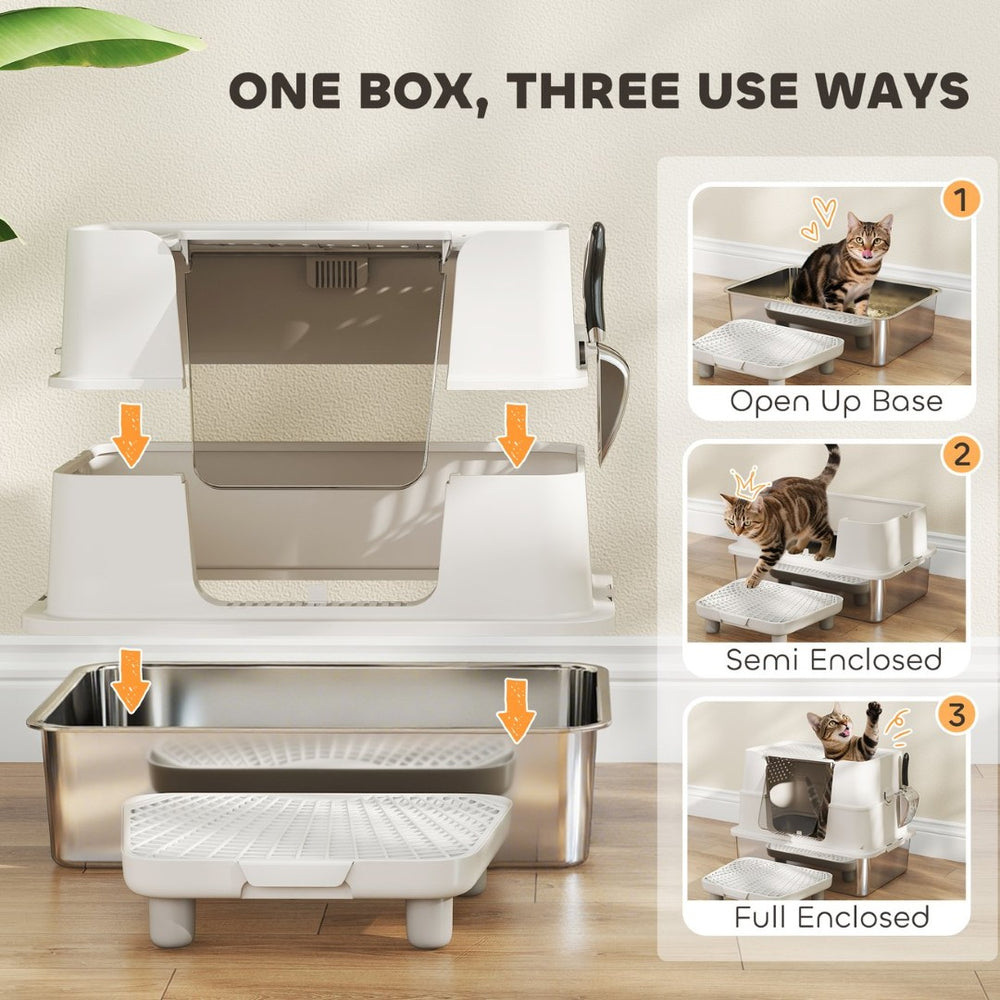 English Elm Pet Feeder Storage Cabinet with Raised Bowls Tempered Glass Door and White Mdf Build T3971P401836