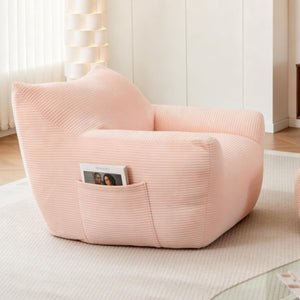 English Elm Bean Bag Chair with Armrests Shredded Foam Fill Oversized Lounge Seat for Adults Pink W5385P433248