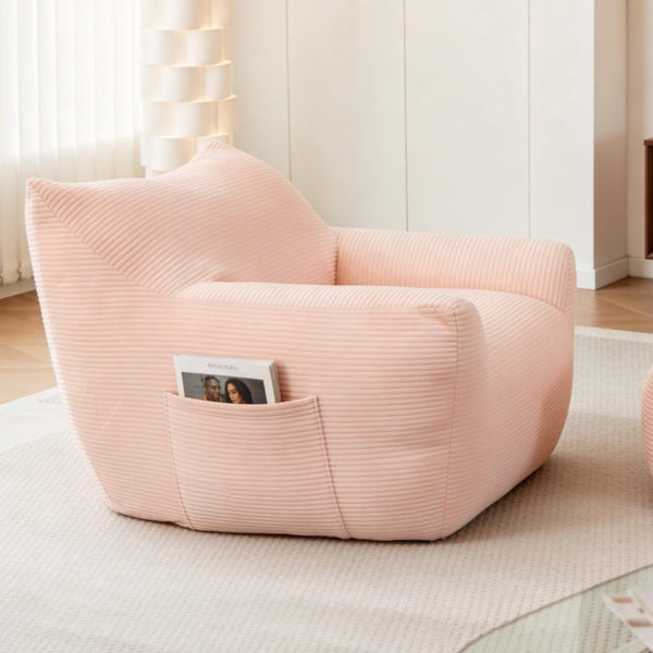English Elm Bean Bag Chair with Armrests Shredded Foam Fill Oversized Lounge Seat for Adults Pink W5385P433248