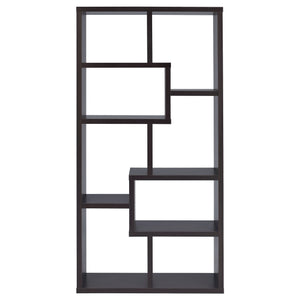 English Elm Geometric Bookcase with 7 Open Shelves for Home Decor, Modern Sturdy Engineered Wood Accent Tower Brown,Cappuccino 71.88 L x 14.14 W x 8.87 H B011P305622