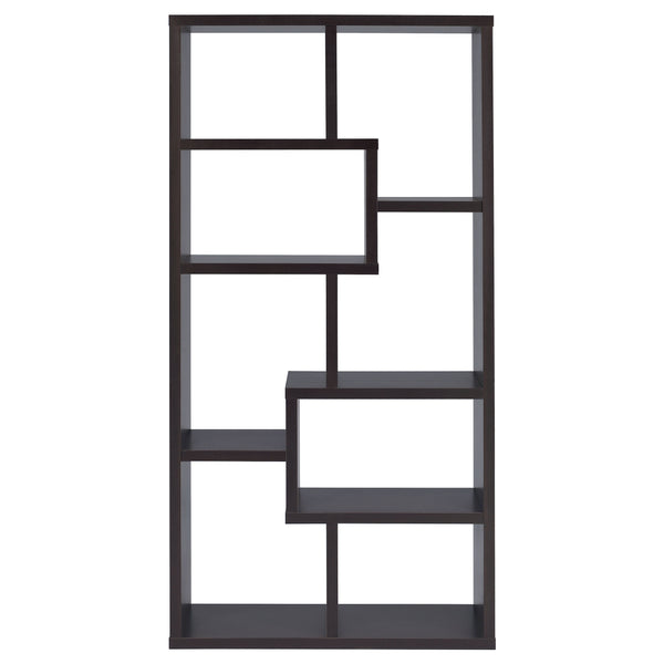 English Elm Geometric Bookcase with 7 Open Shelves for Home Decor, Modern Sturdy Engineered Wood Accent Tower Brown,Cappuccino 71.88 L x 14.14 W x 8.87 H B011P305622