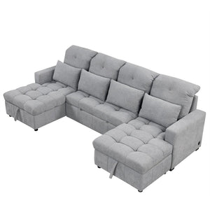 English Elm 101.2" Modular Chenille Sectional Sofa with Tufted Cushions and Deep Seating for Living Room N719S001750E