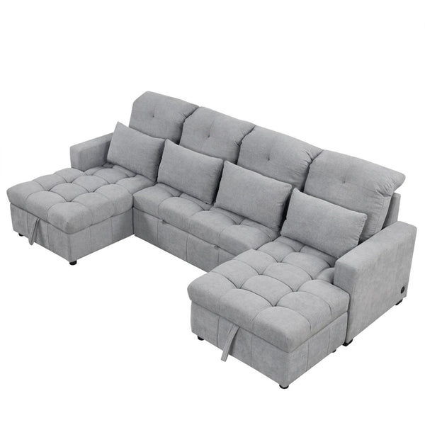 English Elm 101.2" Modular Chenille Sectional Sofa with Tufted Cushions and Deep Seating for Living Room N719S001750E