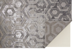 Feizy Rugs Micah Modern Geometric Area Rug - Soft Polyester & Polypropylene, Stain Resistant For High Traffic Spaces Gray,Taupe,Silver Polyester,Polypropylene 6943046fbgegryg22