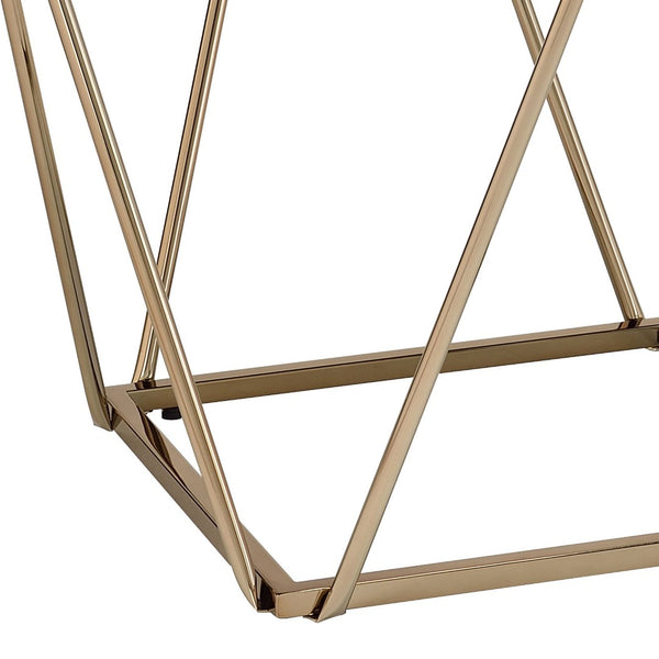English Elm Fogya Square Mirrored End Table with Champagne Gold Metal Base for Glam Interiors B2726P457135