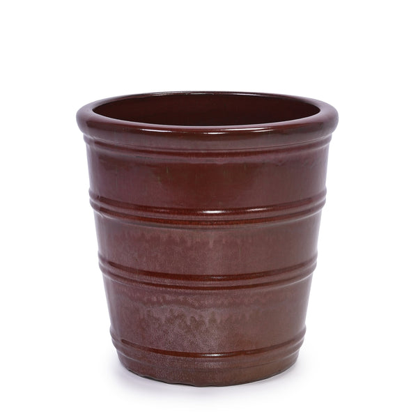 English Elm 3 Pieces Ceramic Flowerpot Set - Handcrafted Modern Planters In Bean Paste Red For Home & Garden W3273P321532