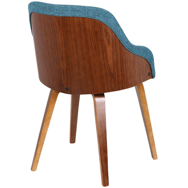 English Elm Dining/ Accent Chair Slatted Walnut Wood Frame Teal Upholstered Mid-century Seat B202P472715