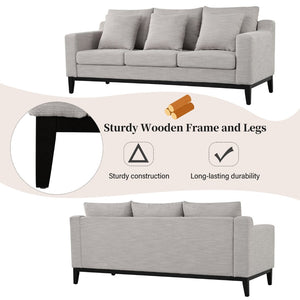English Elm Mirod Three Seat Sofa Birch Legs Pocket Spring Support Contemporary Living Room Grey N760P243326E