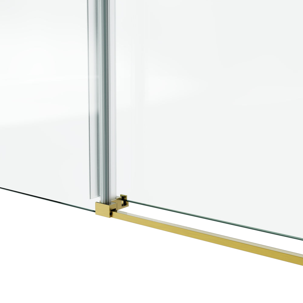 English Elm 60*66"Fixed & Sliding Shower Door - Stylish Gold Stainless Steel, Clear 3/8" Tempered Glass Design! T3177P320598