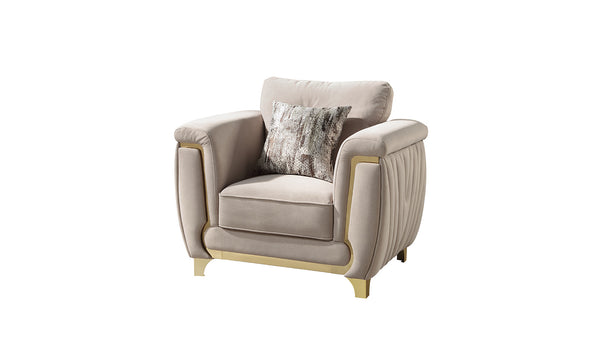English Elm Leena Plush Upholstery Chair with Gold Accents — Modern Solid Wood Frame, Elegant Comfort Seating (96) B009P264619
