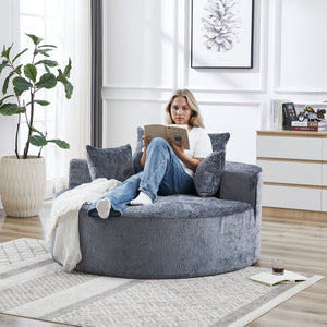 English Elm 55''L Chenille sponge single sofa sleeper chair — no assembly, ultra-soft chenille, plush backrest pillow comfort for living room relaxation Grey W834P221026