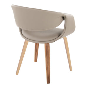English Elm Upholstered Dining Accent Chair Set of 2 Zebra Wood Legs Faux Leather Modern B202S02094