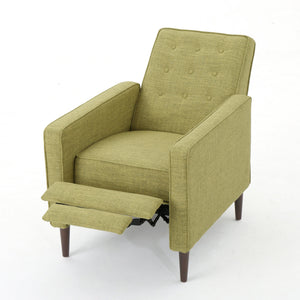 English Elm Christopher Knight Home® - Fabric Recliner Chair Mid-Century Modern Pushback Single Sofa with Tufted Cushion, Birch Legs, Cozy Comfort Green 60741.00MGRN