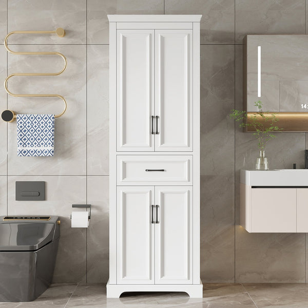 English Elm 70.8" Freestanding Bathroom Vanity with Soft-Close Doors, Adjustable Shelves, Anti-Tip Safety & Sleek Handles N729P335558K