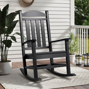 English Elm Hdpe Outdoor Rocking Chair Ergonomic High Back Porch Rocker Weather Resistant Patio W1889P450927