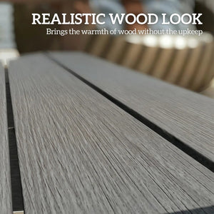 English Elm Lawn Curved Hdpe Outdoor Bench Wood Grain Slatted Two Person Patio Seating Gray T3971P475987