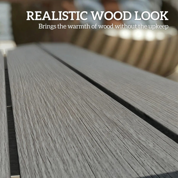 English Elm Lawn Curved Hdpe Outdoor Bench Wood Grain Slatted Two Person Patio Seating Gray T3971P475987