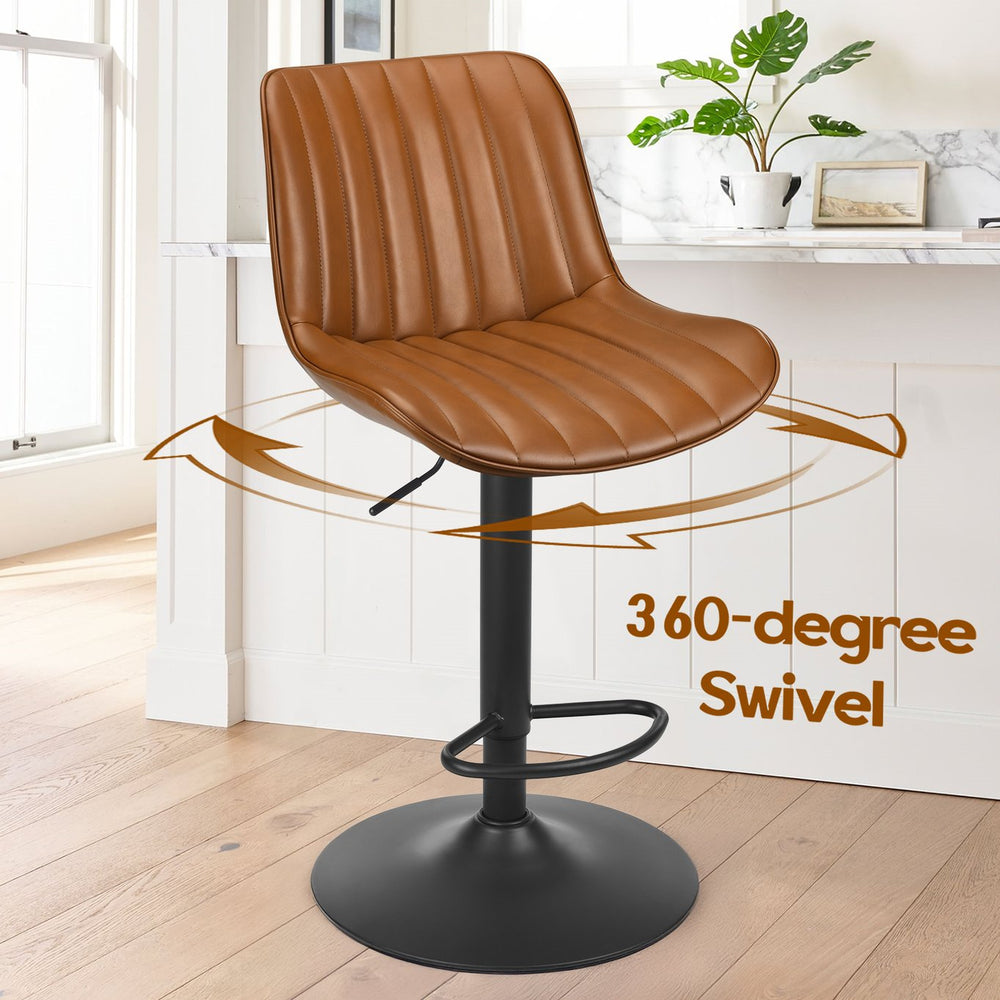 English Elm Bar Stools Set Of 2 – Stylish Swivel Adjustable Height Chairs With Back Support For Home Bars & Kitchens T3623P363387