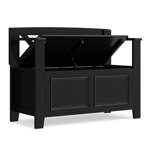 English Elm Amherst Solid Wood Lift Top Entryway Bench with Hidden Storage Compartments Black B136P420743