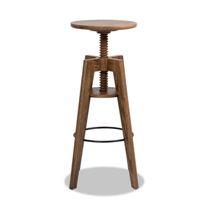 English Elm Jennifer Taylor Home - Spencer Oak Adjustable Bar Counter Stool in Walnut Brown — Minimalist Scandinavian Design, Durable Solid Wood, Ergonomic Footrest B2719P252308