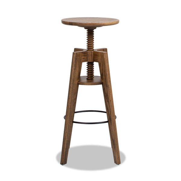 English Elm Jennifer Taylor Home - Spencer Oak Adjustable Bar Counter Stool in Walnut Brown — Minimalist Scandinavian Design, Durable Solid Wood, Ergonomic Footrest B2719P252308