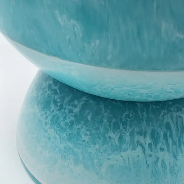 English Elm Decorative Ocean Blue Resin Vase with Glossy Finish and Ball Feet – 13.75x13.75x18" Centerpiece Elegance B346P392408