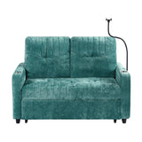 English Elm 53.9" Modern Loveseat Pull-Out Sofa Bed With Adjustable Backrest, Two Cup Holders , A Phone Holder, Three Charging Ports and Side Storage Pockets For Living Room, Teal