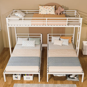 English Elm Triple Metal Bunk Bed for Kids Shared Rooms Separates Into Three Twin Beds W5635S00004