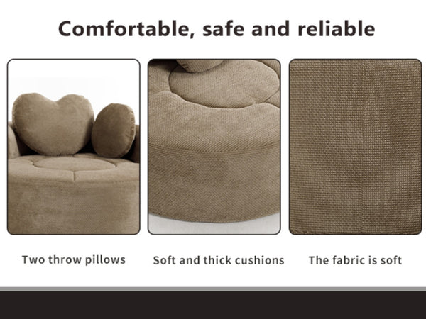 English Elm Round Cloud Sofa Bed Waffle Fabric Memory Foam Convertible Couch for Small Space Living Brown W3224P492001