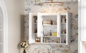 English Elm Modern Wall Mounted Medicine Cabinet with Open Shelving and Soft Close Hinges for Bath N710P358592K